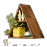 Barish Home DECORS - Wall Shelf Triangular | Wooden Wall Mount Shelf for Home Decor | Home Wall Decor Piece | Handcrafted with Rubberwood | 30 x 35 x 12 (H x W x D)