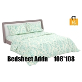 Bedsheet Adda-Super Mega King Size  King Size(108*108 in)-Pure Cotton Sanganeri Printed Jaipuri  Double Bedsheet With 2 Matching Pillow Covers-RJ-14-03-(108*108)-HT8206