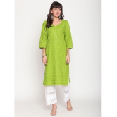 Queenley - Green Cotton Women's Straight Kurti ( Pack of 1 ) - L