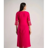 MAUKA - Pink Rayon Womens Straight Kurti ( Pack of 1 ) - None