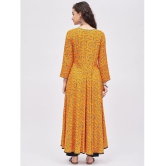 Tissu - Yellow Rayon Women''s Anarkali Kurti ( Pack of 1 ) - None