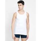 Men's Super Combed Cotton Rib Round Neck Sleeveless Vest with Stay Fresh Properties - White