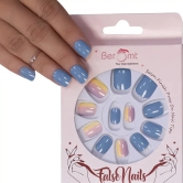 PRINTED SHORT SQUARE NAILS - (NAIL KIT INCLUDED)-Bluish Gray