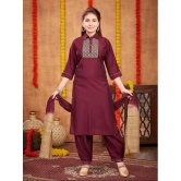 Aarika Wine Silk Girls Patiala Kurta Set ( Pack of 1 ) - None