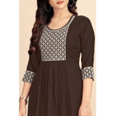 Glomee Rayon Embroidered Nayra Women's Kurti - Brown ( Pack of 1 ) - None