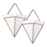 Wall Hanging Pyramid Planter | Set of 2 White