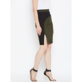 Women Olive Green & Black Colourblocked Pencil Skirts