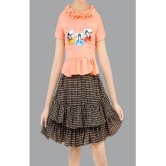 Coxxup Peach Crepe Girls Top With Skirt ( Pack of 1 ) - None