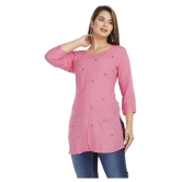 JC4U - Pink Rayon Womens Straight Kurti - XL