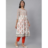 Antaran Cotton Printed Anarkali Womens Kurti - White ( Pack of 1 ) - None