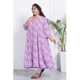 Swasti Cotton Blend Printed Front Slit Womens Kurti - Purple ( Pack of 1 ) - None