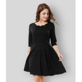 Addyvero - Black Cotton Lycra Womens Fit And Flare Dress ( Pack of 1 ) - None