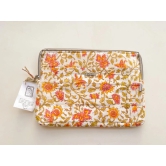 Sustainable Handmade Cotton Laptop Sleeve/Laptop Cover by Ekatra - Pink floral