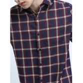 Ketch Polyester Slim Fit Checks Full Sleeves Mens Casual Shirt - Navy Blue ( Pack of 1 ) - None