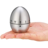 KIT & CO Egg Shape Timer Wind up Timer Kitchen Timer Cooking Timer Reminder Timer Mechanical Reminder Cute Timer Mechanical Rotating Alarm with 60 Minutes for Cooking Silver