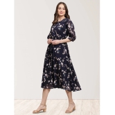 Fabflee Navy Chiffon Gown - - None