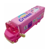 FunBlast Pencil Box for Kids Bus with Moving Tyres & Sharpener for Kids Truck Geometry Box for Kids & Girls (Multicolor)