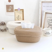 Cotton Rope Tissue Holder Organizer Box-Grey