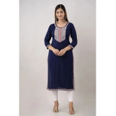 Kapadia - Navy Rayon Womens Straight Kurti ( Pack of 1 ) - None