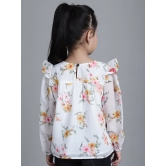 MINI & MING Girls Floral Printed Round Neck Puff Sleeves Pleated Blouson Top