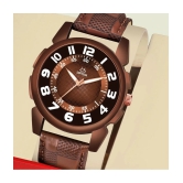 Septem Brown Leather Analog Couples Watch