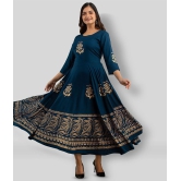 Lee Moda - Navy Rayon Women's Anarkali Kurti - XXL