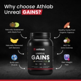 Athlab (by Nutrabay) Unreal Gains Mass Gainer | Organic Tapioca, Naturally Flavoured & Sweetened with Monk Fruit | 50g Protein, 1242 Caloreis, Easy Digesting Weight Gain Protein Powder - Banana Smoothie, 1 kg