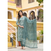 Women Straight Block Printed Kurta and Pant Set with Dupatta in Beautiful Color-L