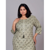 JC4U Cotton Blend Printed Straight Womens Kurti - Green ( Pack of 1 ) - None