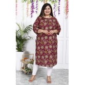 Swasti Cotton Printed Straight Womens Kurti - Maroon ( Pack of 1 ) - None