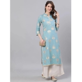 Antaran Cotton Solid Straight Womens Kurti - Blue ( Pack of 1 ) - None