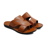 ASIAN Tan Mens Leather Slipper - None