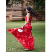 Red Organza Lehenga by Dorie