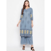 Women Grey Ethnic Motifs Printed Regular Pure Cotton Kurta with Palazzos