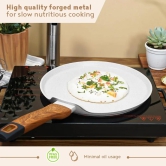 Bergner Naturally Marble Non Stick Tawa | Gas & Induction Compatible | Cream 30 cm