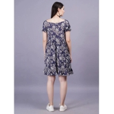 HIGHLIGHT FASHION EXPORT Rayon Printed Above Knee Womens Fit & Flare Dress - Navy Blue ( Pack of 1 ) - None