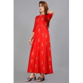 Smien - Red Rayon Women''s Anarkali Kurti ( Pack of 1 ) - None