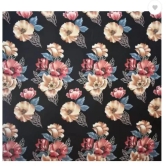 Glace Cotton Double Bedsheet with 2 Pillow Covers, All Around Elastic, Floral Print, Black, 48 x 72 Inches