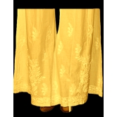 Yellow  Free Size Cotton Chikankari Embroidery Palazzo