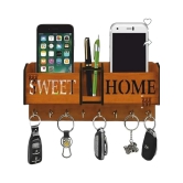 Fitgo Brown Wood Key Holder - Pack of 1