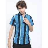 Ketch 100% Cotton Regular Fit Striped Half Sleeves Mens Casual Shirt - Blue ( Pack of 1 ) - None