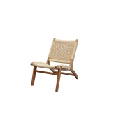 Orchid Homez Hand Woven Lounge Chair Solid Wood Outdoor Chair with Stool (Natural, Pre-Assembled) (Off White)