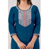 Kapadia - Teal Rayon Womens Straight Kurti ( Pack of 1 ) - None