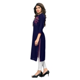 Vbuyz - Blue Rayon Womens Straight Kurti ( Pack of 1 ) - XXL