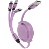 3-in-1 Cable 1.2 m Pin Cable 1.2 Meter for multiple uses (Compatible with Mobile, laptop, Iphone, Smart Watch, Purple) - Purple