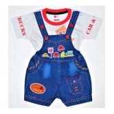 Wise Guys - Red & Blue Cotton Blend Baby Boy,Baby Girl Dungaree Sets ( Pack of 1 ) - None