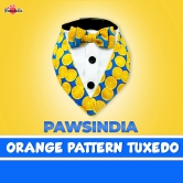 PawsIndia Orange Pattern Tuxedo Bandana With Matching Bow For Pets-Small