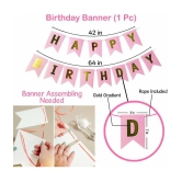 Party Propz 1st Birthday Decoration For Baby Girl With Warm Led Light Set Happy Birthday Banner 1-12 Month Milestone Banner Number 1 Foil Balloon And Metallic Balloons Combo 34Pcs For Girls 