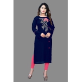 haya fashion - Navy Blue Rayon Women's Straight Kurti ( Pack of 1 ) - None