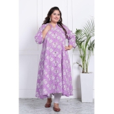 Swasti Cotton Blend Printed Front Slit Womens Kurti - Purple ( Pack of 1 ) - None